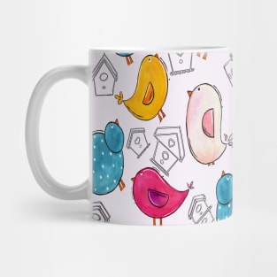 Sweet colored birds with houses Mug